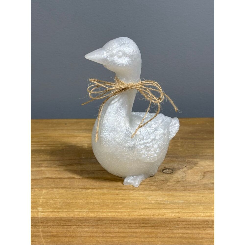 Custom Pearl White Resin Goose Duck Figurine 5”